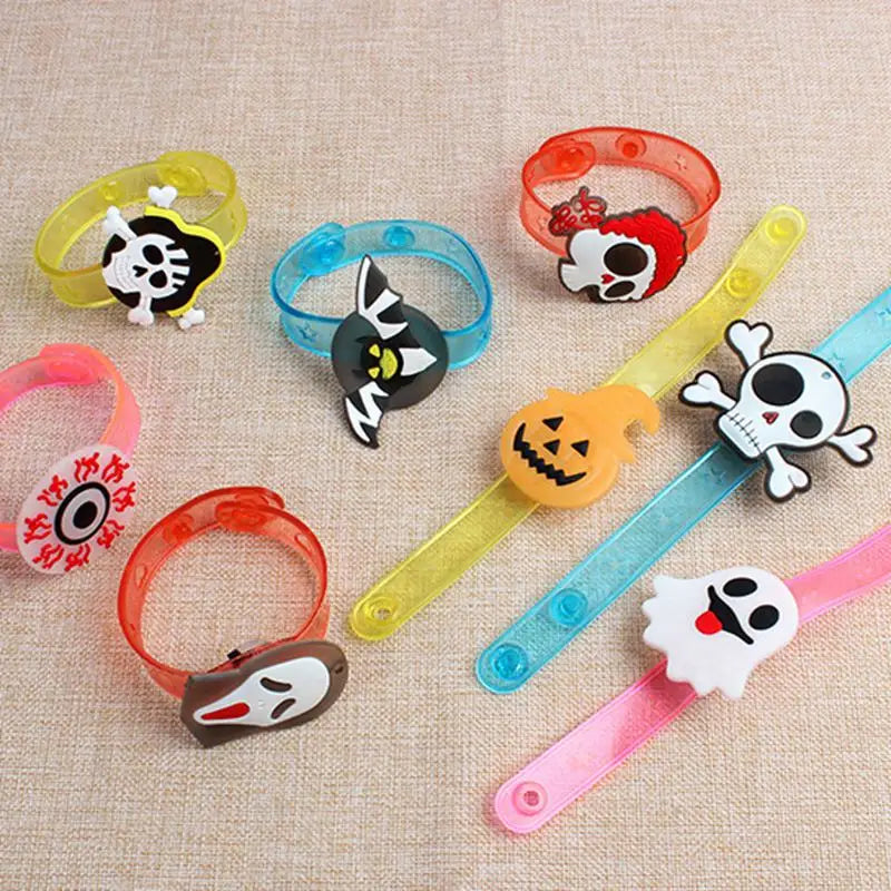 5/10/20pcs Glowing Halloween Bracelets Rings Children Toys Props Halloween Party Decoration Treat Kids Party Gift Pinata Fillers