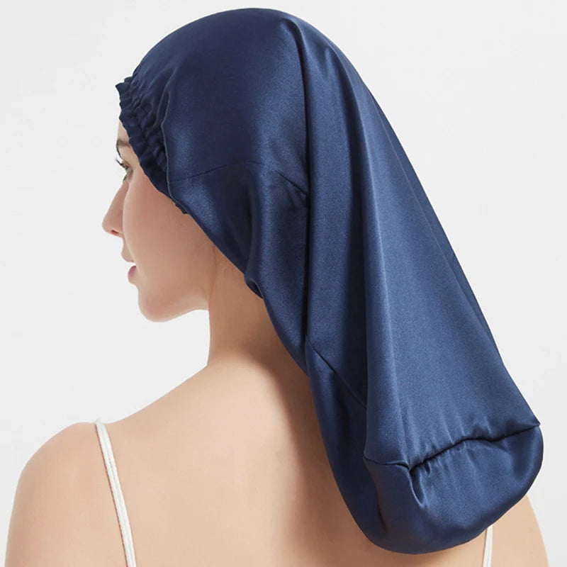 Silk Long Hair Wrap Bonnet  Night Sleeping Cap