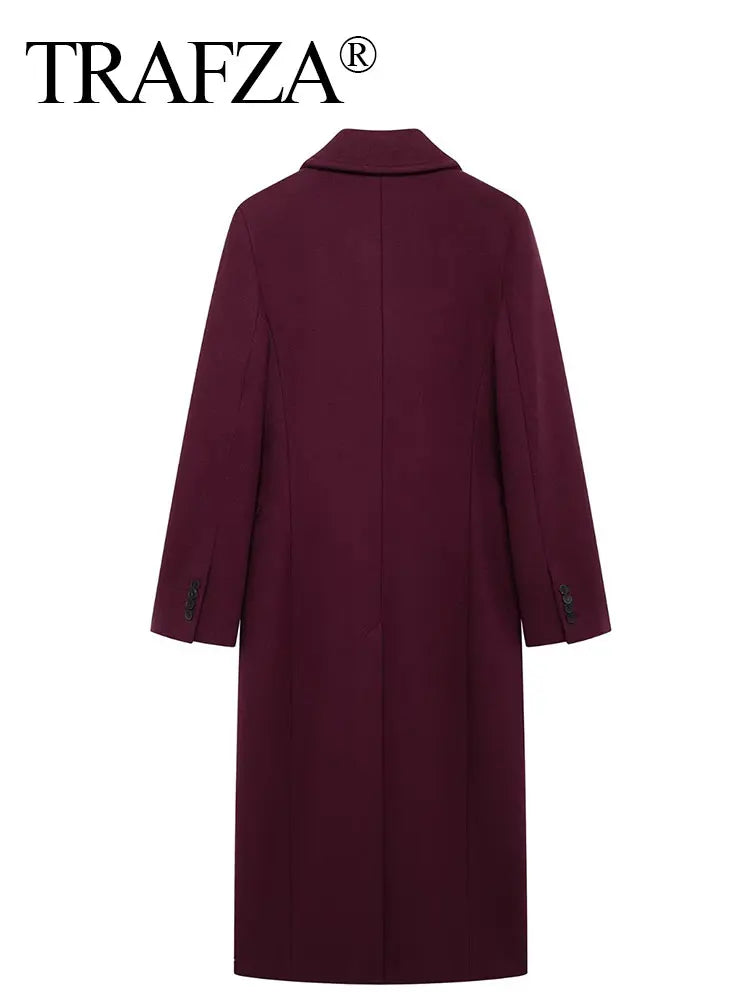 Women's Burgundy Woolen Coat