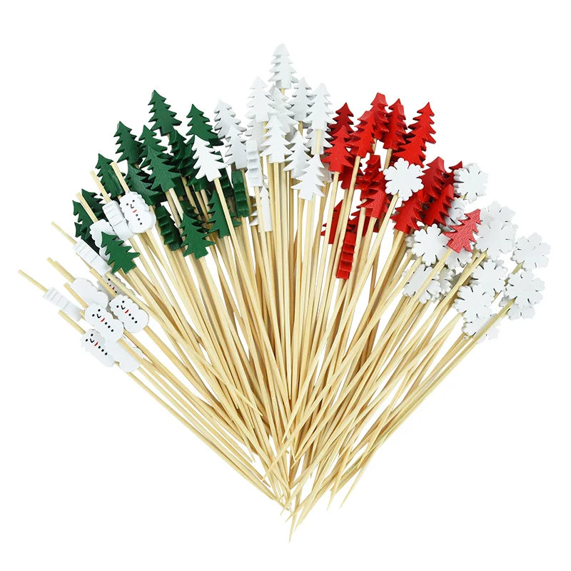 50Pcs Christmas Bamboo Food Picks