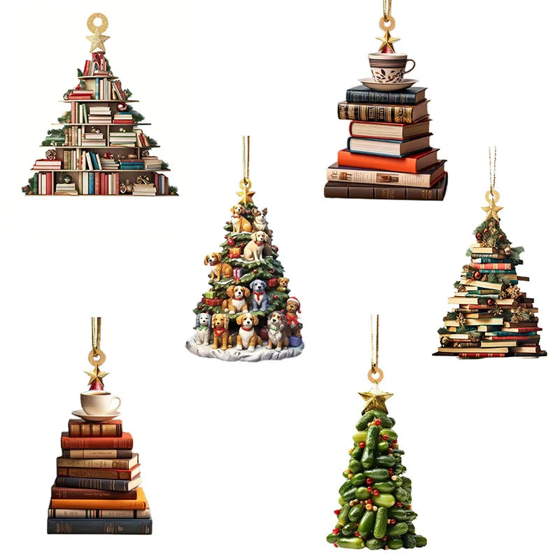 Christmas Book & Coffee Cup Acrylic Hanging Ornament