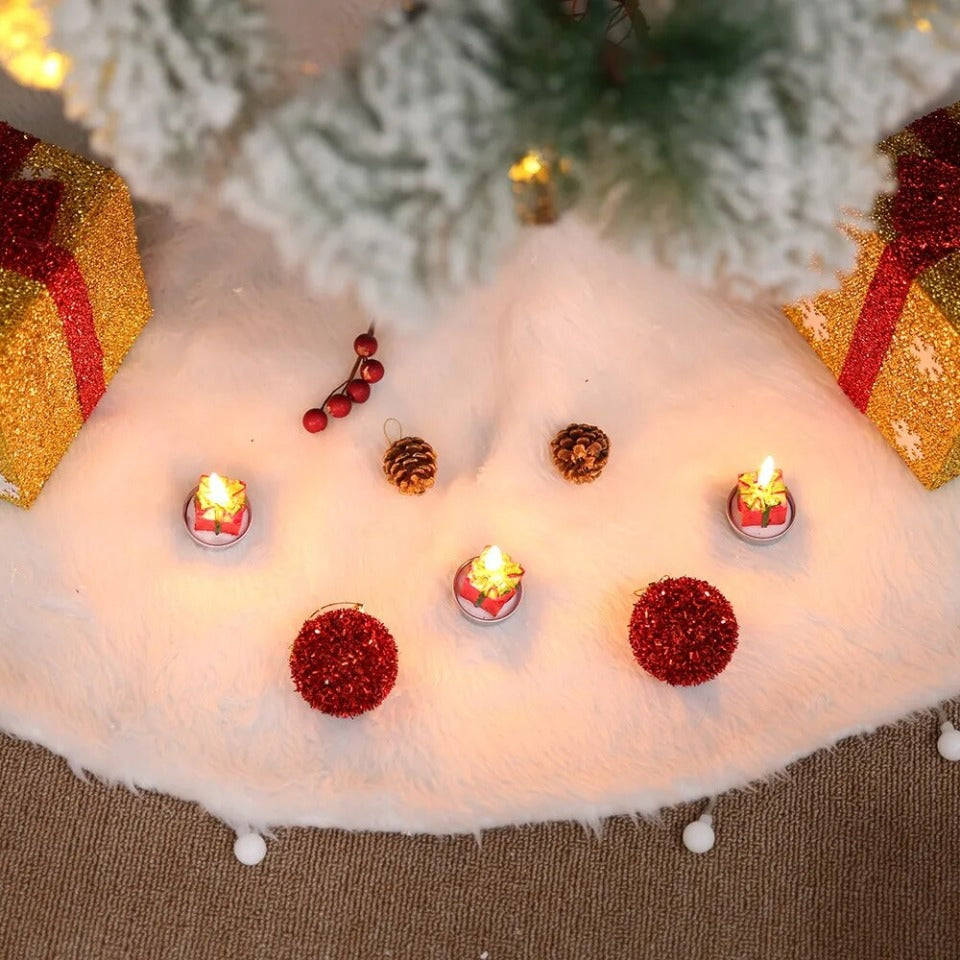 Plush Christmas Tree Skirt Base Mat