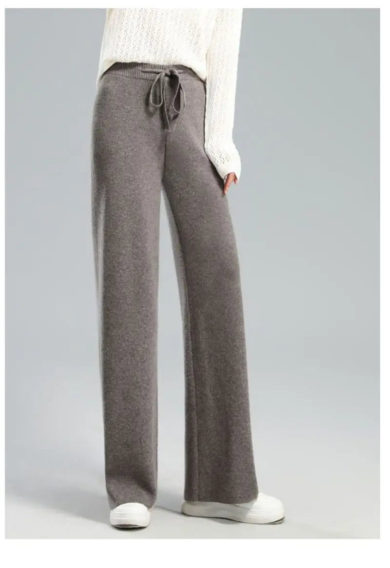 Women’s Thick Knitted High-Waist Straight Pants