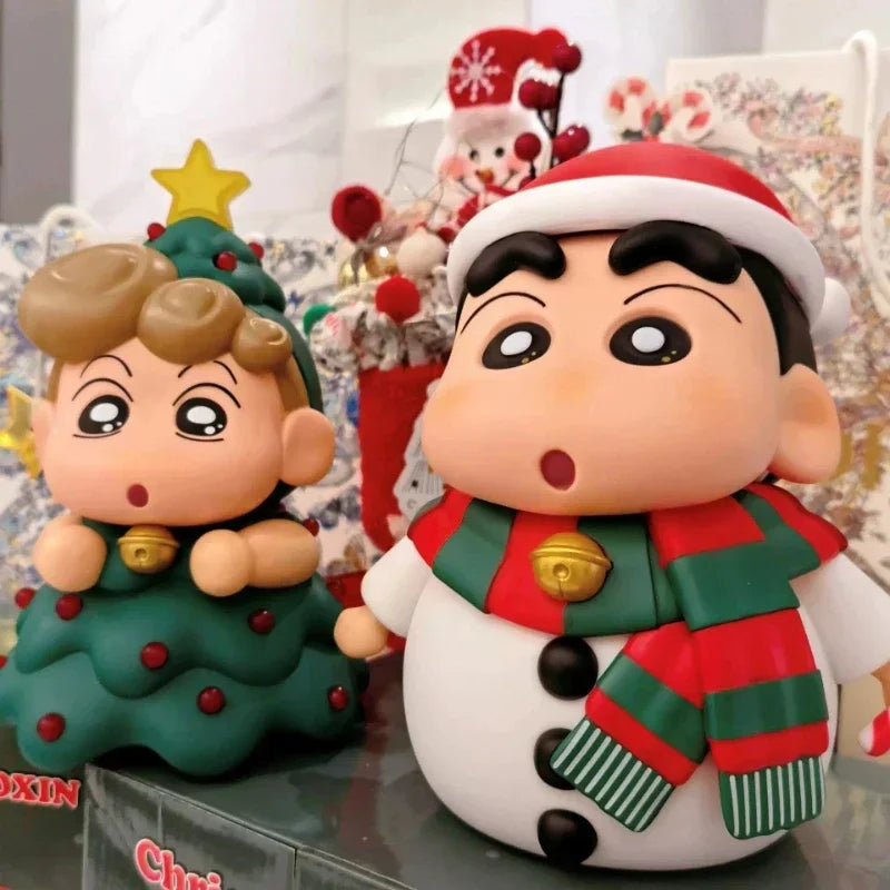 Shinnosuke & Himawari Christmas Crayon Shin-chan PVC Action Figures