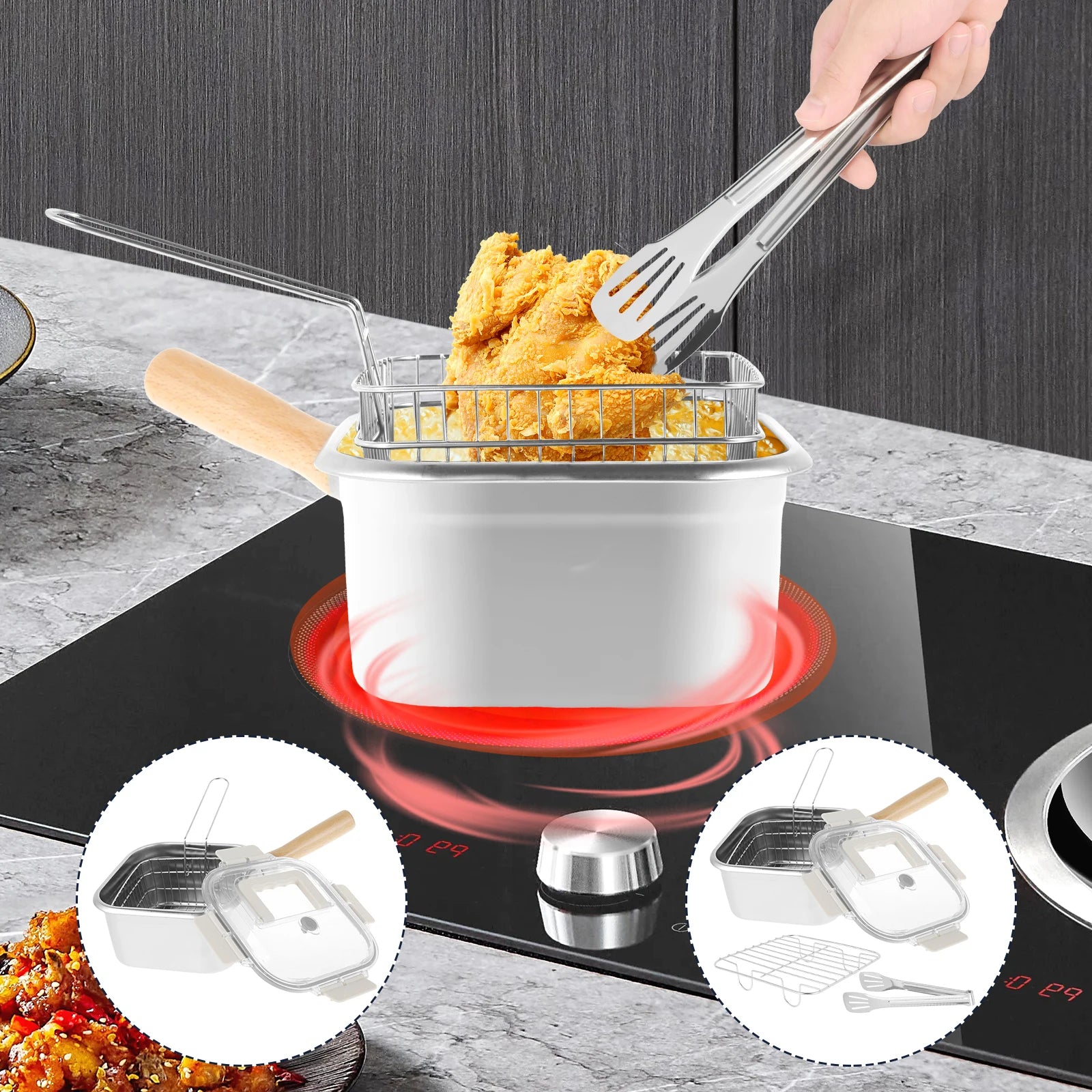 Stainless Steel Deep Fryer Pot Set