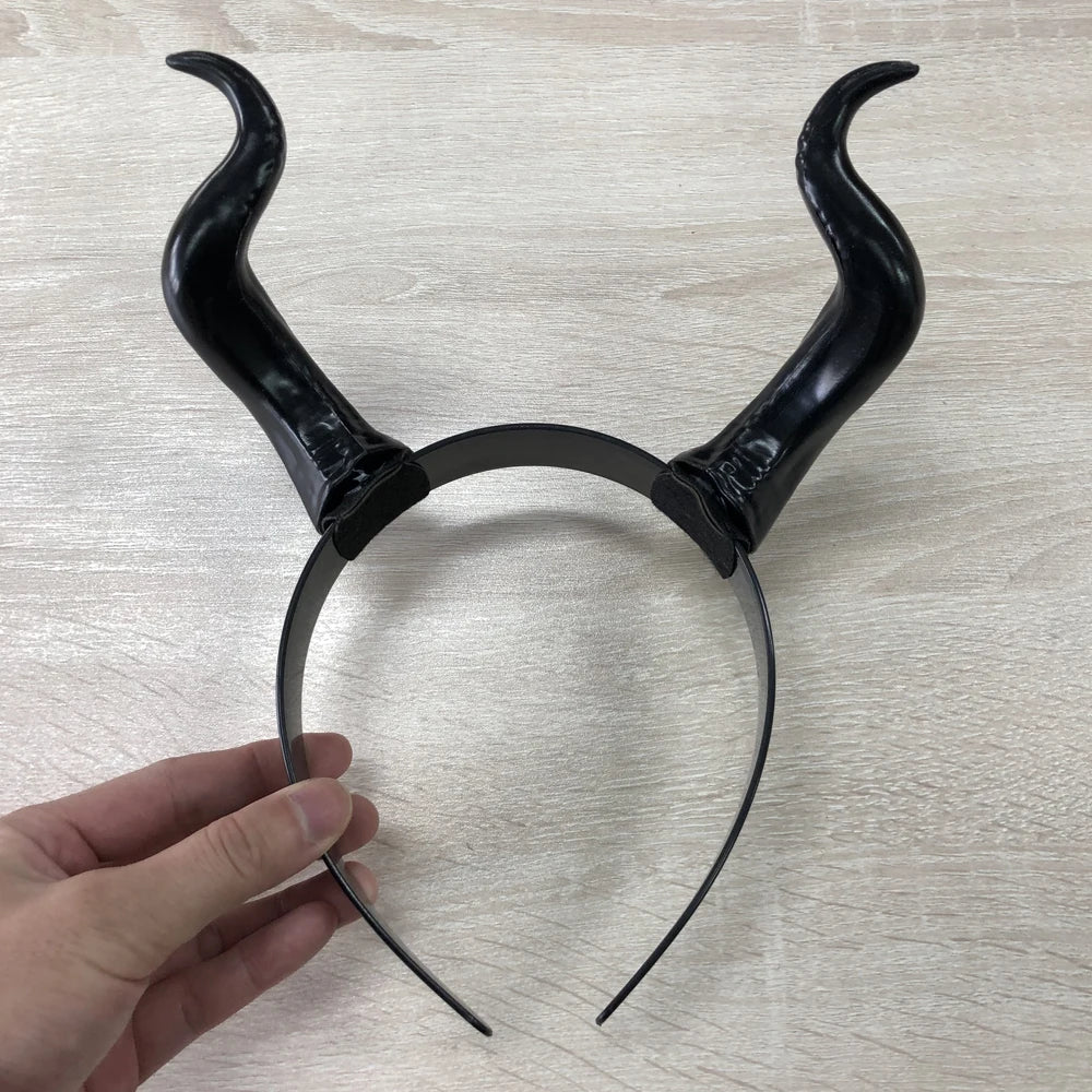 Halloween Black Queen Witch Demon Horns Headpiece