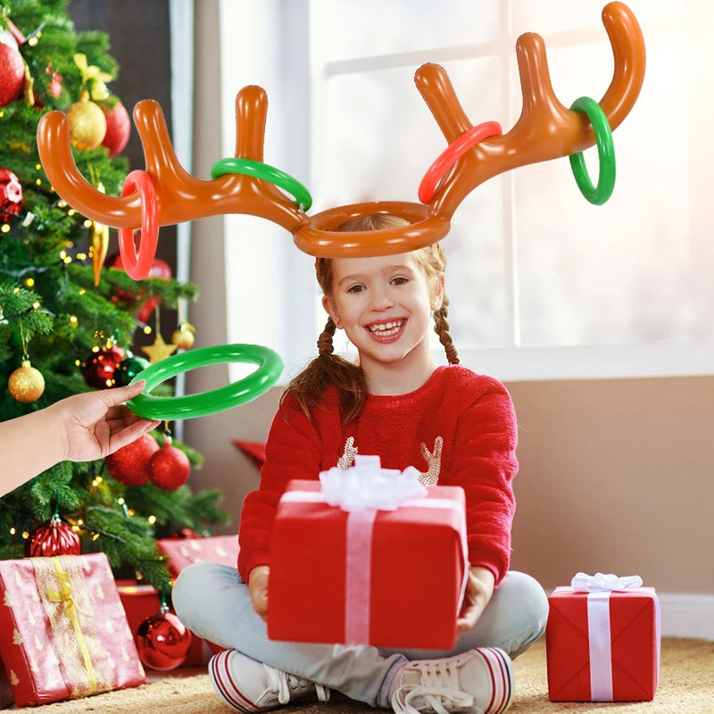 Christmas Inflatable Reindeer Antler Hat Ring Toss Game