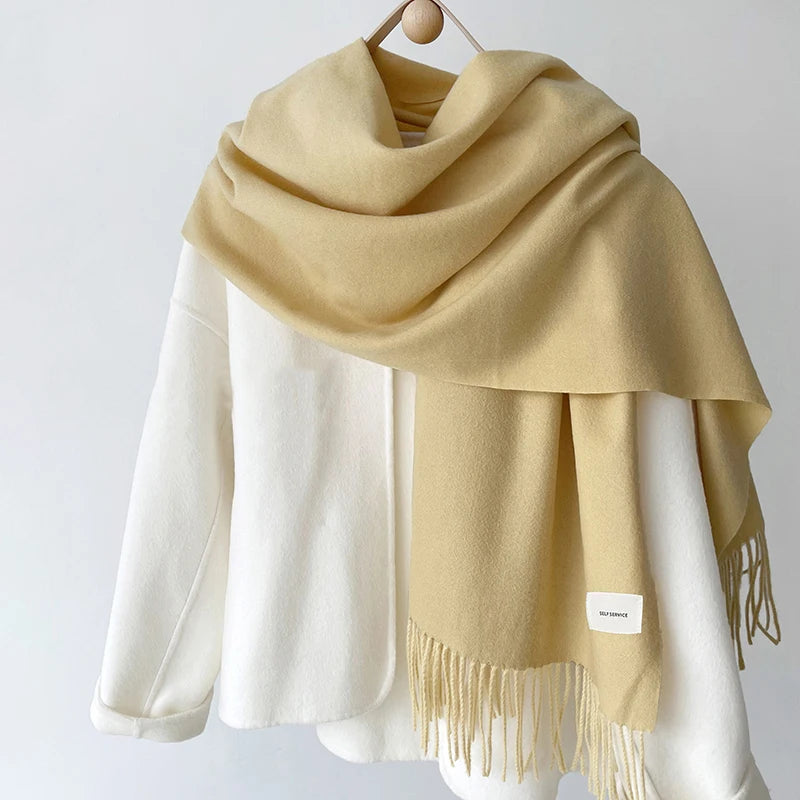 Women’s Winter Solid Color Scarf  Soft Cashmere Pashmina Shawl