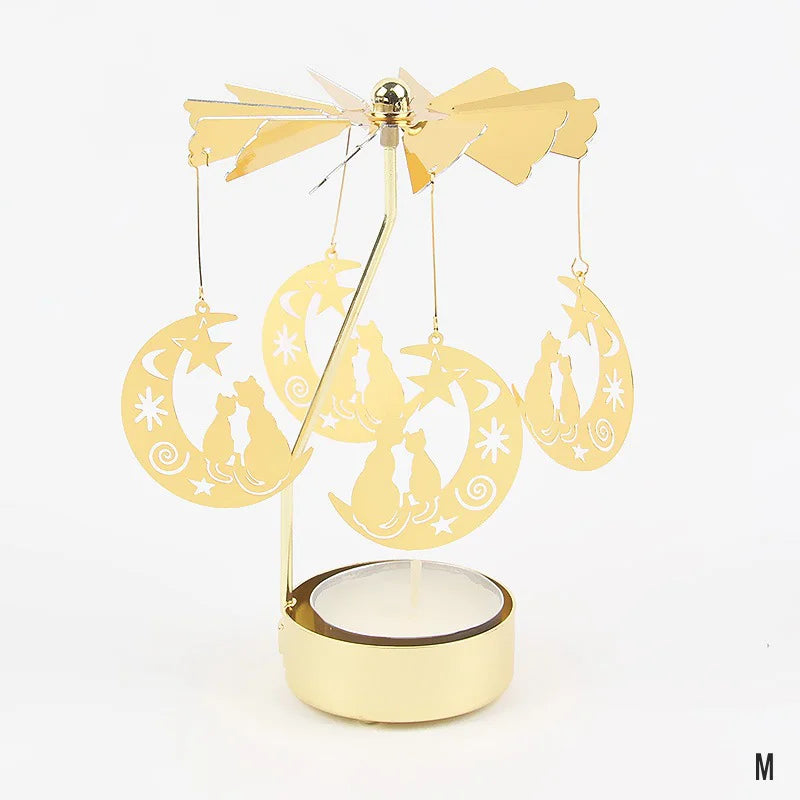 Gold Metal Carousel Rotating Candle Stand