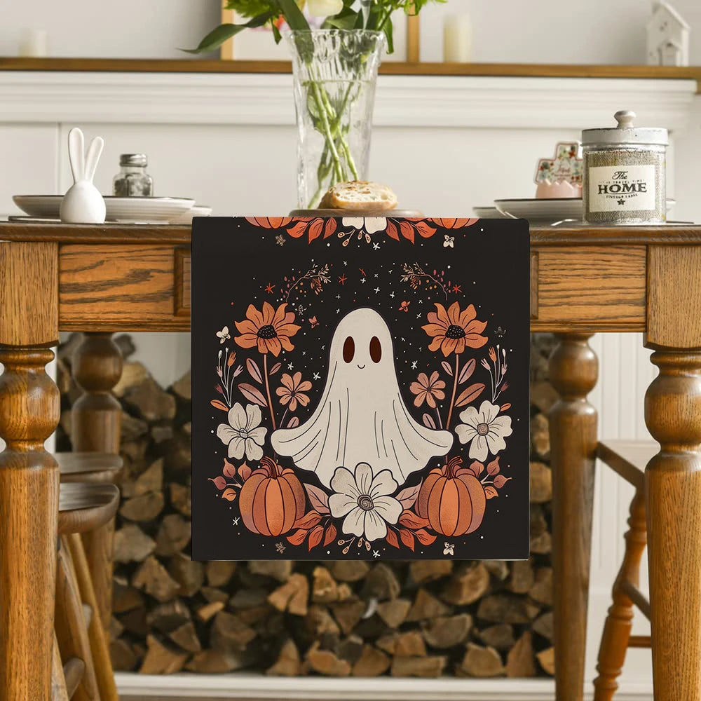 Cute Ghost Chrysanthemum Table Runner 🎃👻