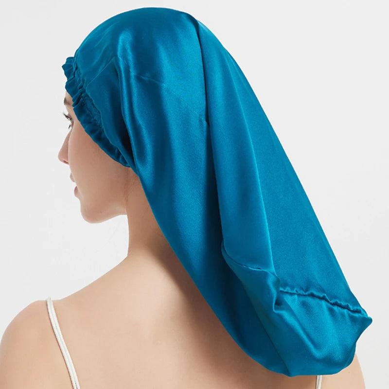 Silk Long Hair Wrap Bonnet  Night Sleeping Cap