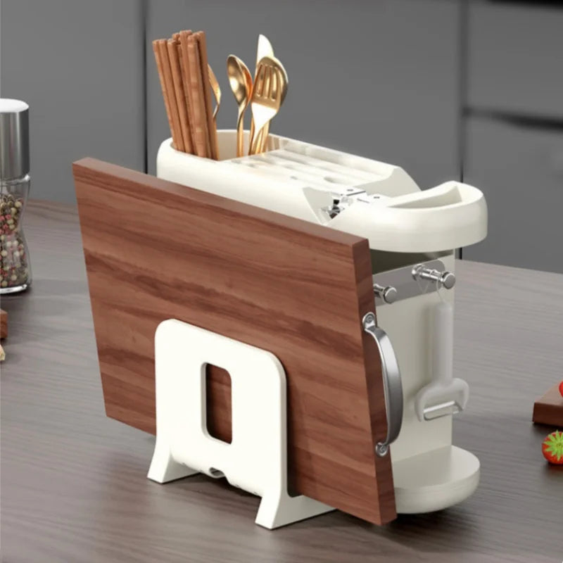 Multifunction Knife Holder Cutting Board Stand and Kitchen Utensil Organizer