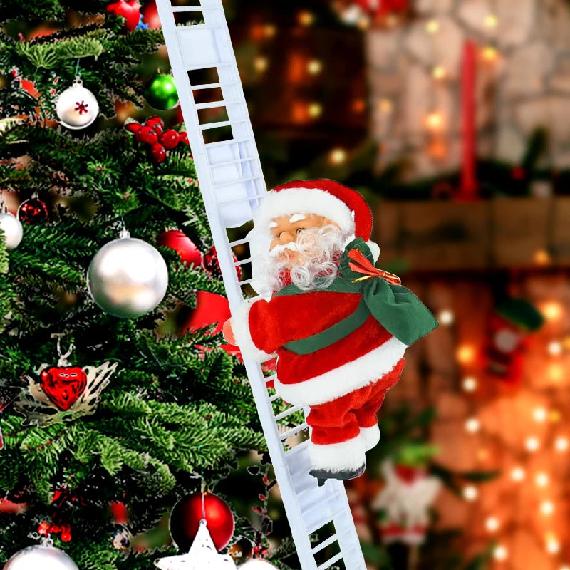 Santa Claus Climbing Ladder