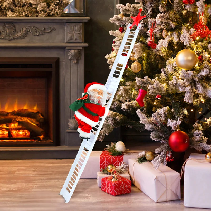 Santa Claus Climbing Ladder