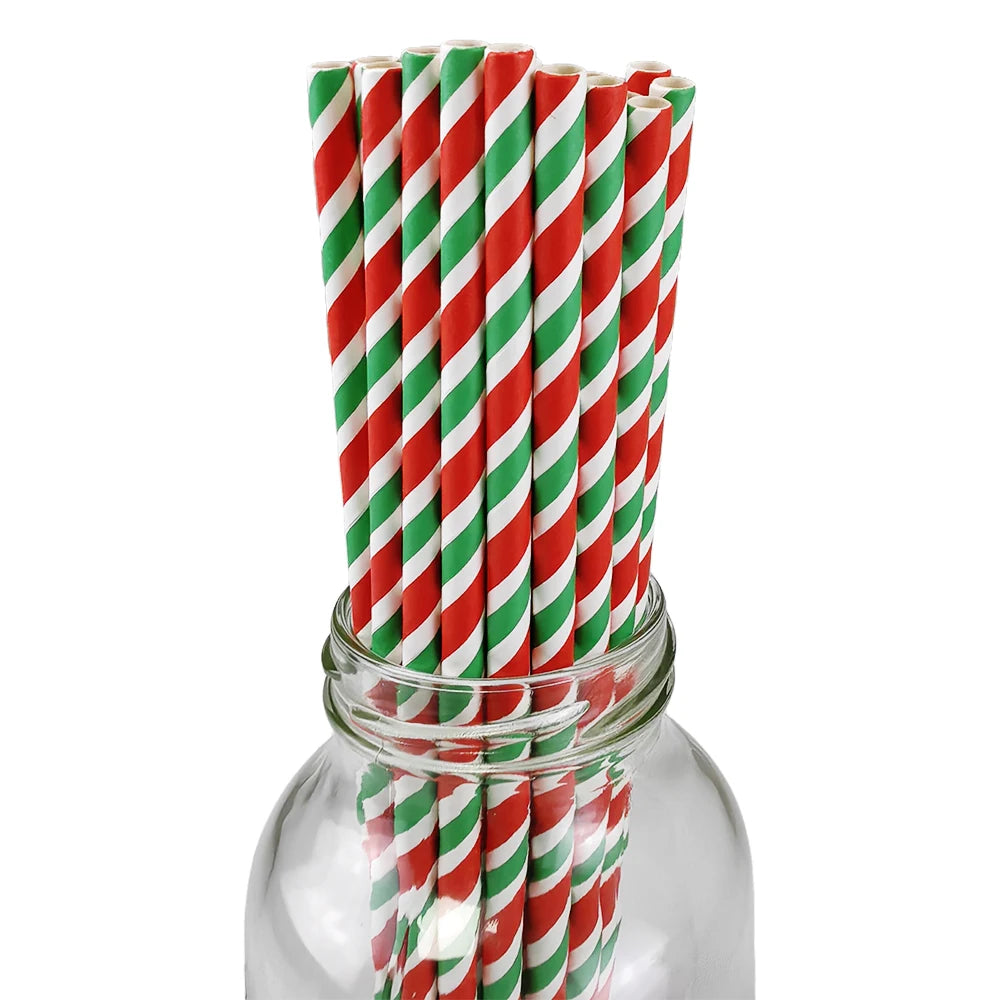 Christmas Paper Straws Biodegradable Xmas Designs