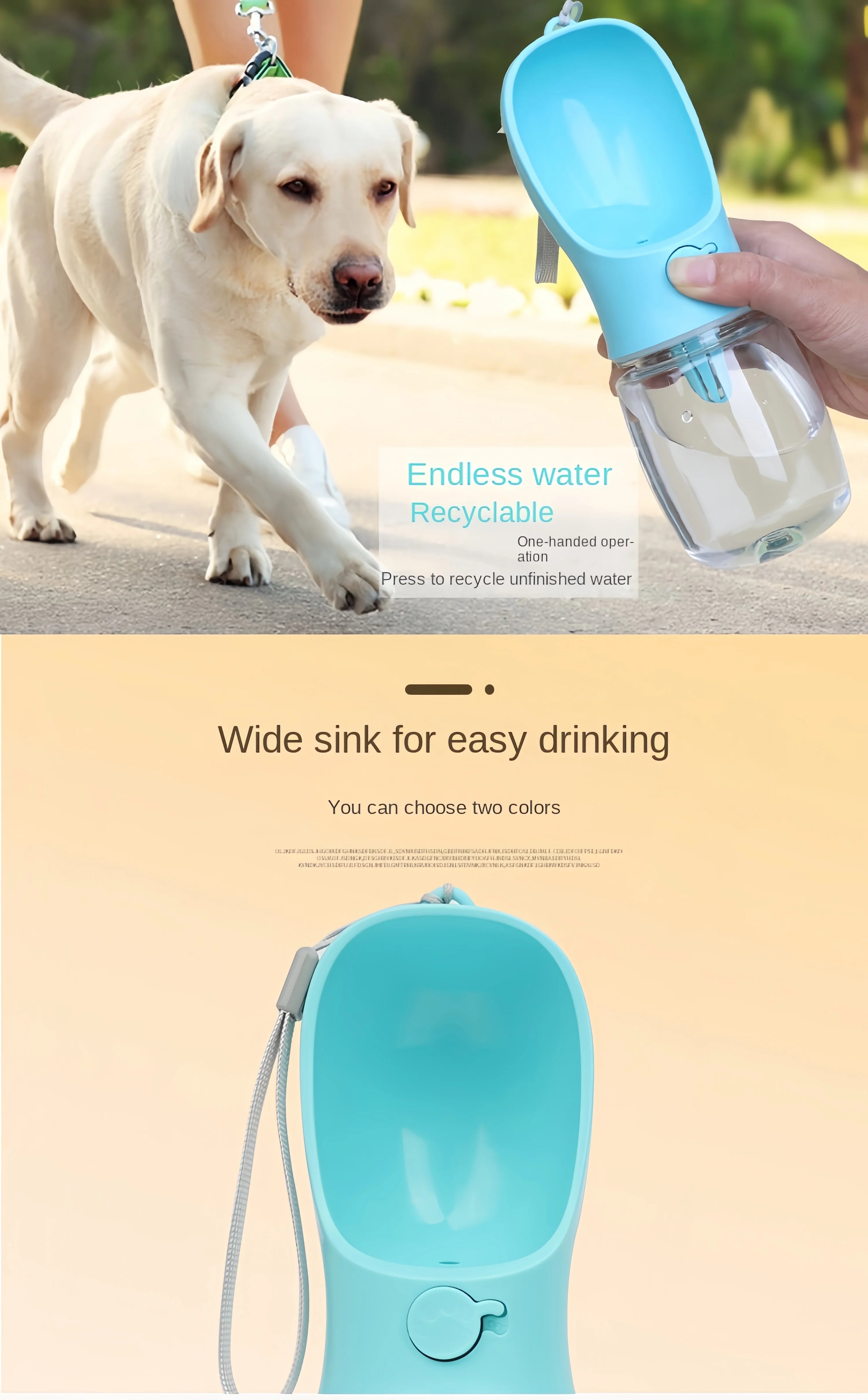 Portable Dog Cat Water Bottle with Storage Food