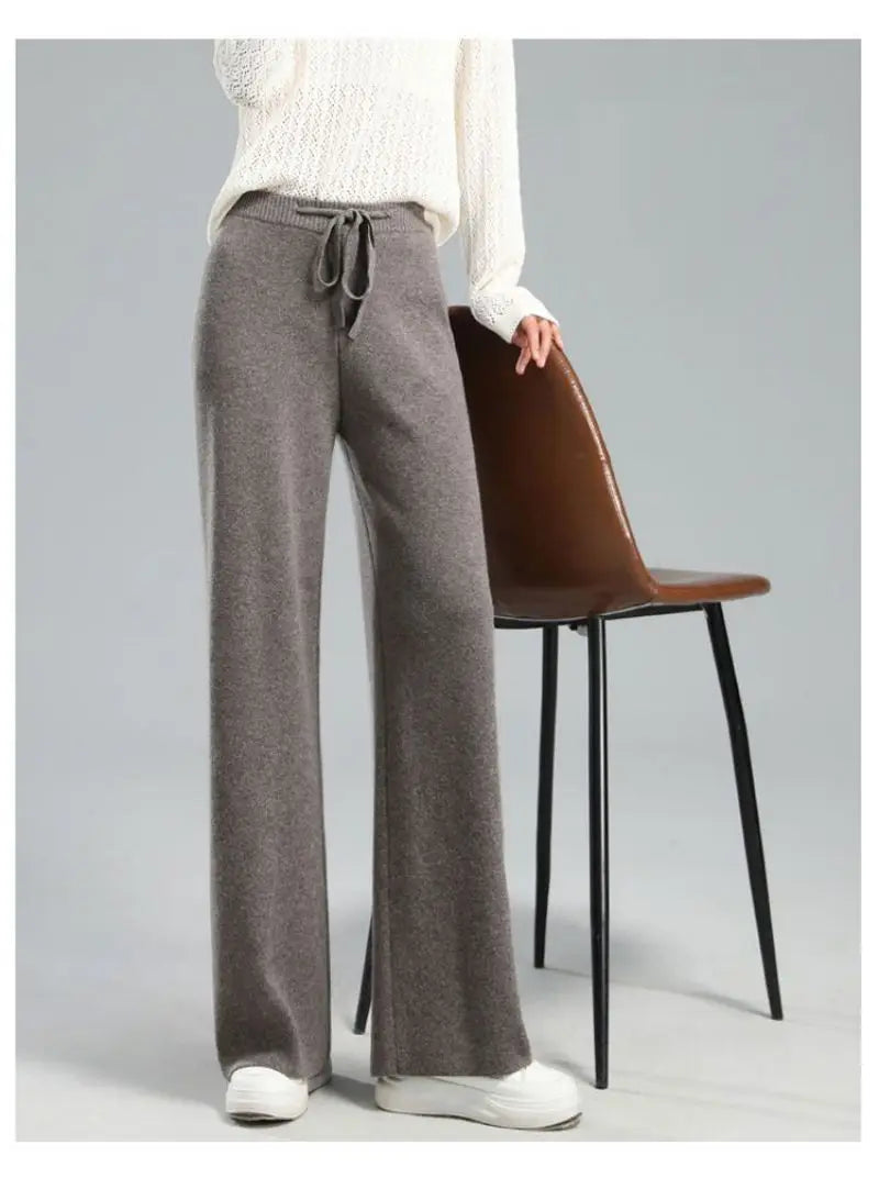 Women’s Thick Knitted High-Waist Straight Pants