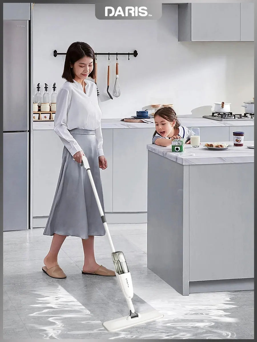 Spray Flat Mop 360° Rotating Floor Cleaner with Reusable Microfiber Pads