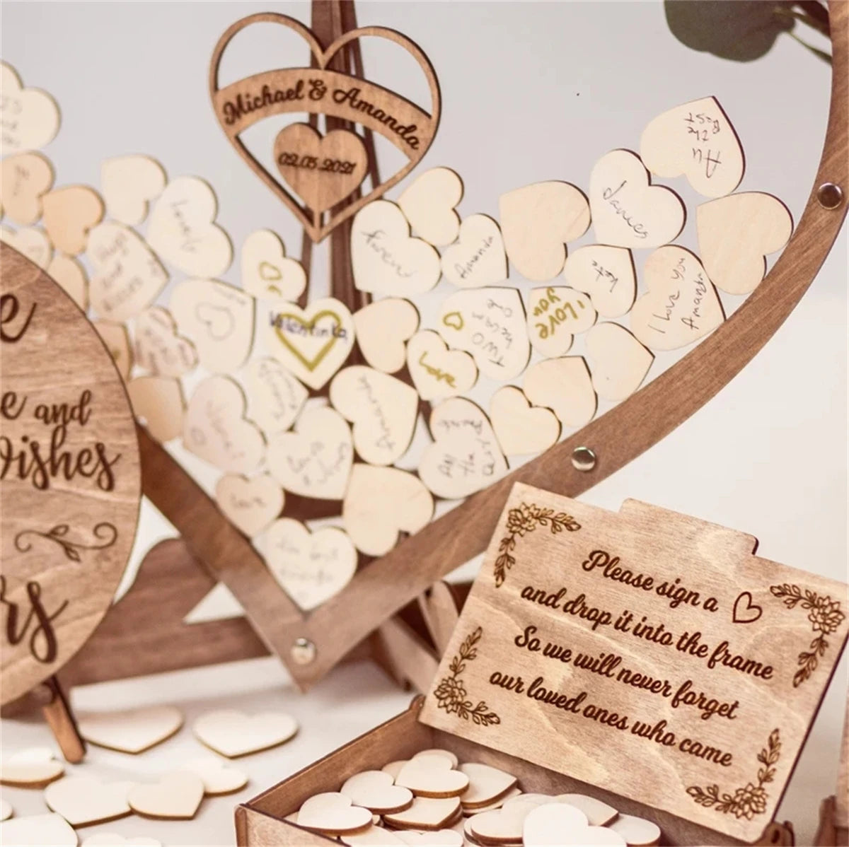 Personalized Wood Guest Book Alternative Wedding & Bridal Shower Table Decor