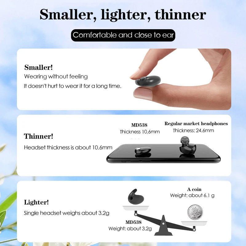 SK Ultra-Thin Sleep Headphones Bluetooth 5.3 Waterproof Earbuds