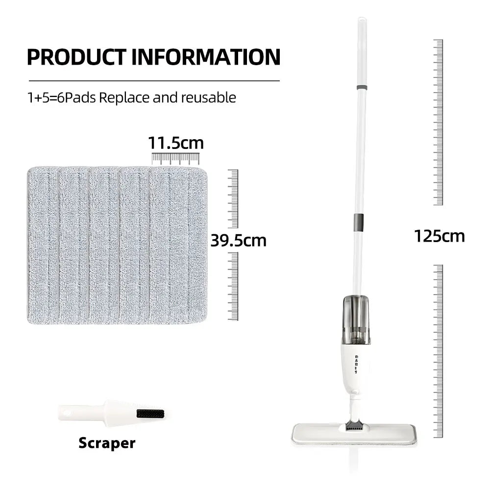 Spray Flat Mop 360° Rotating Floor Cleaner with Reusable Microfiber Pads