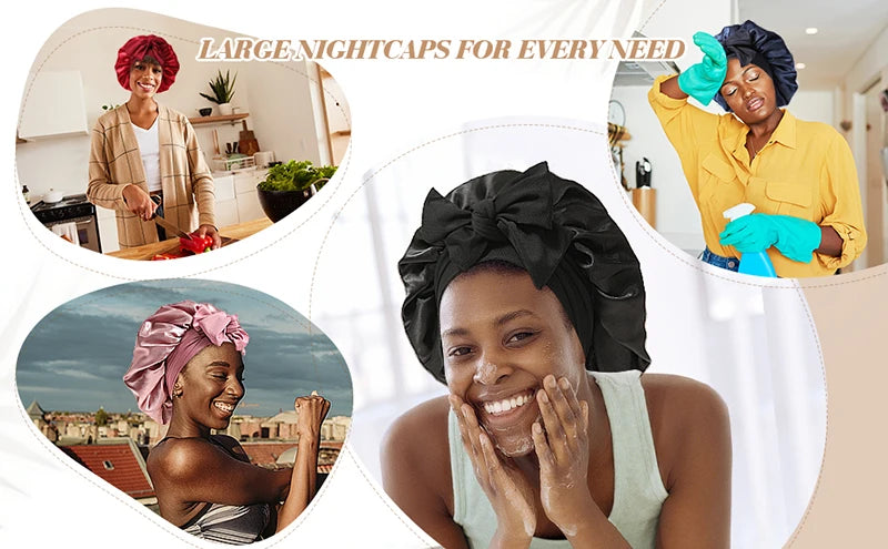Silk Bonnet Large Sleeping Cap for Hair Care