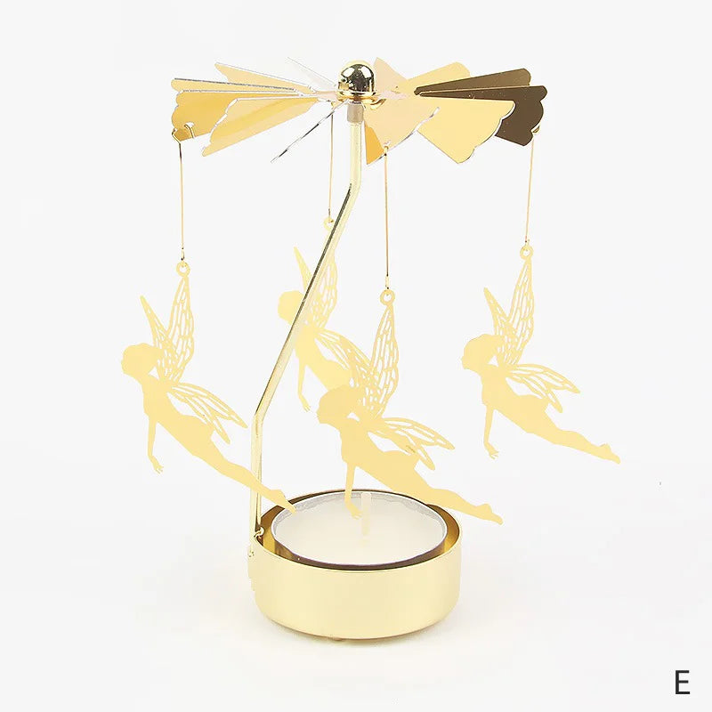 Gold Metal Carousel Rotating Candle Stand