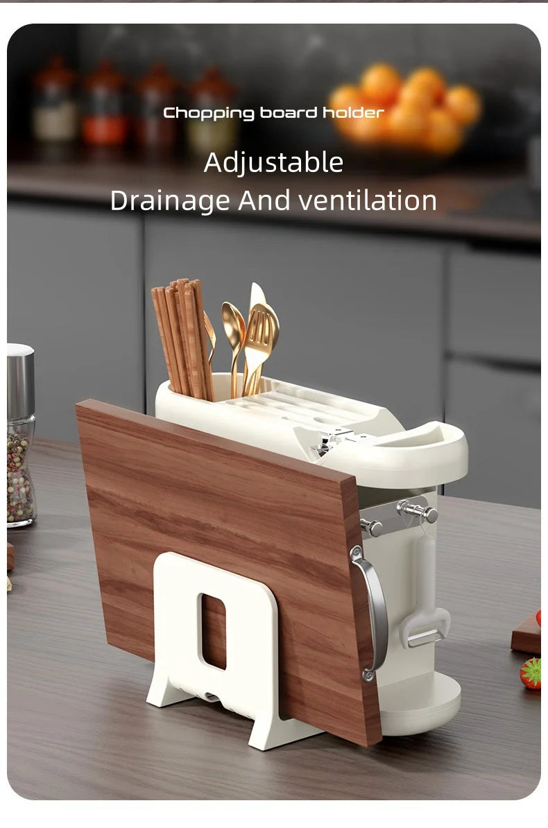 Multifunction Knife Holder Cutting Board Stand and Kitchen Utensil Organizer