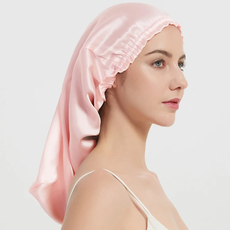 Silk Long Hair Wrap Bonnet  Night Sleeping Cap