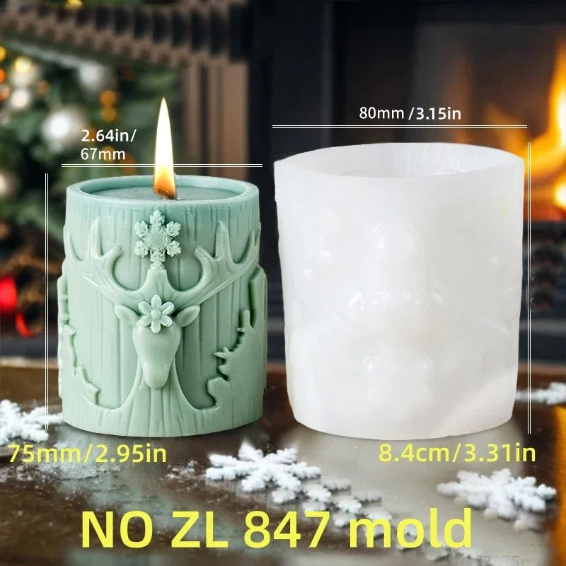 3D Christmas Tree & Elk Silicone Candle Mold