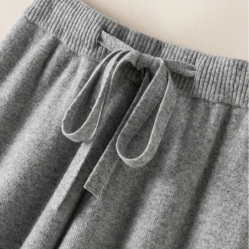 Women’s Thick Knitted High-Waist Straight Pants