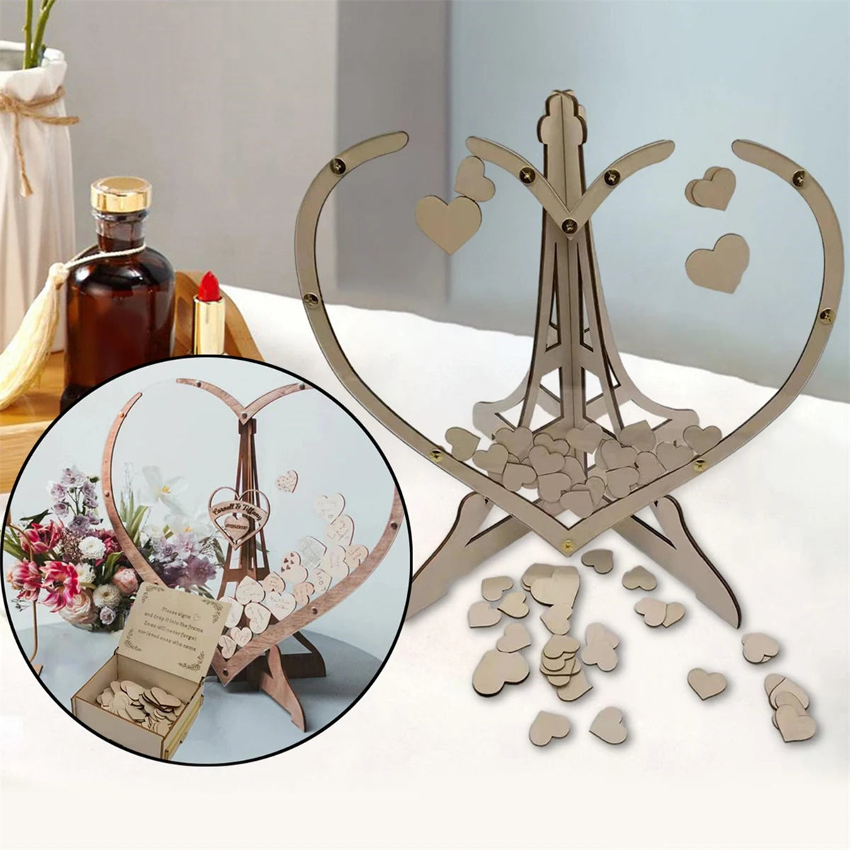 Personalized Wood Guest Book Alternative Wedding & Bridal Shower Table Decor