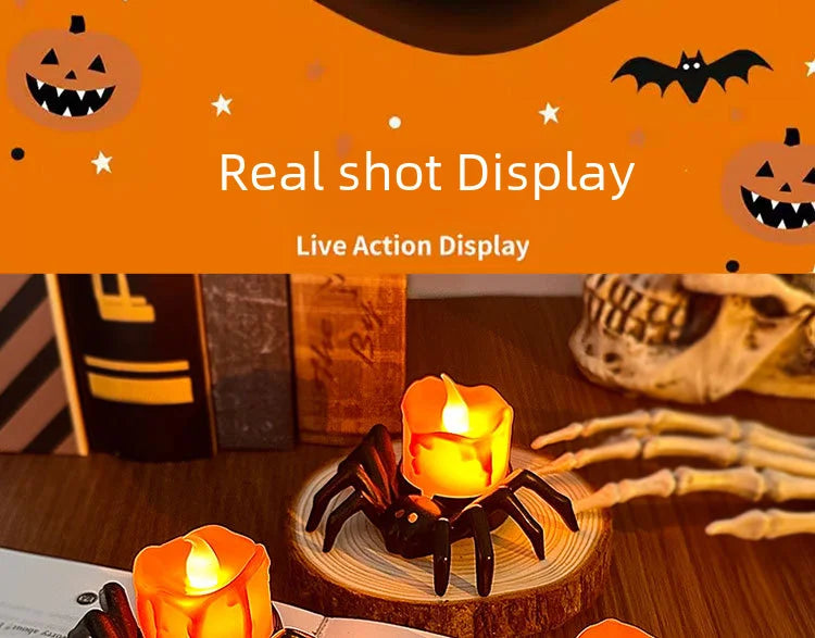 Halloween LED Glowing Spider Candle Lamp 🕷️🕯️