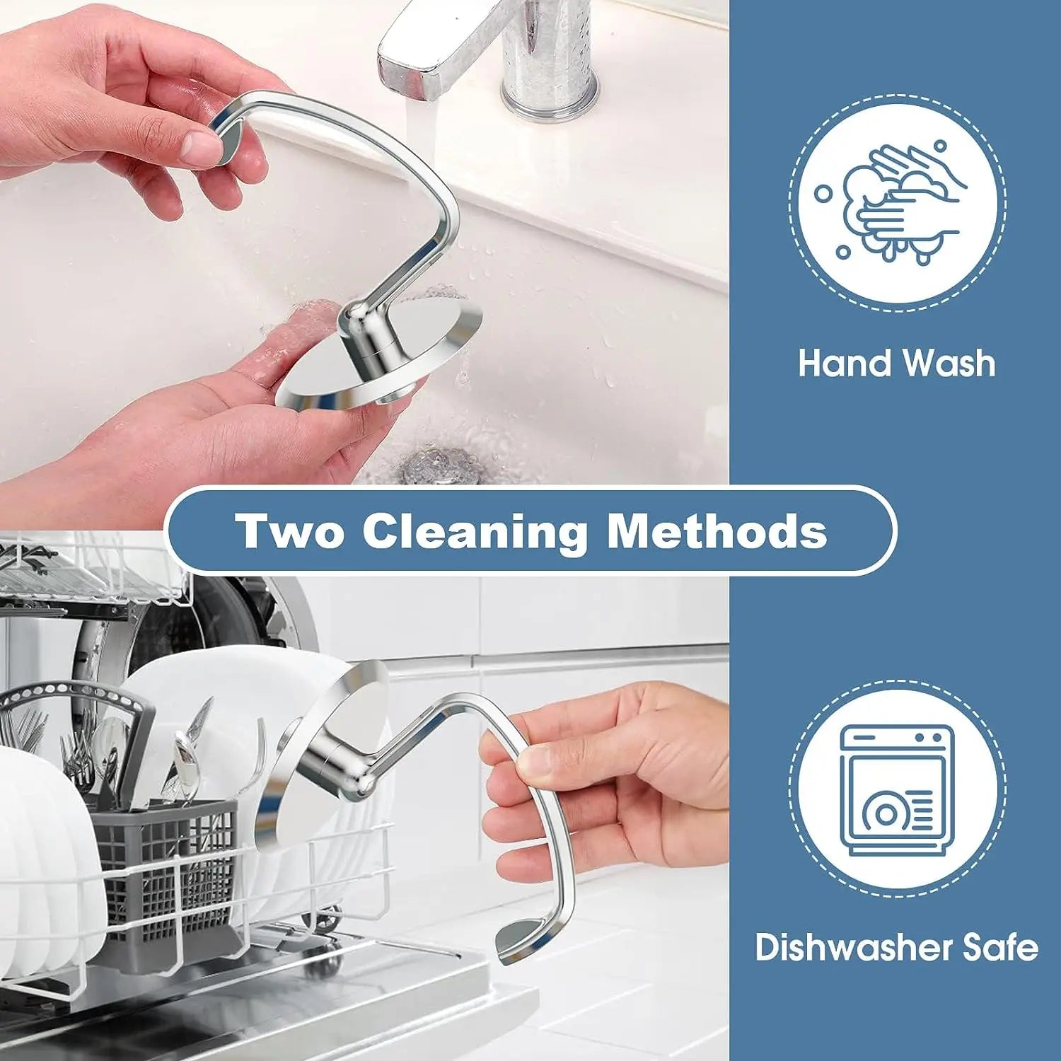 Polished Stainless Steel Dough Hook for KitchenAid Mixer