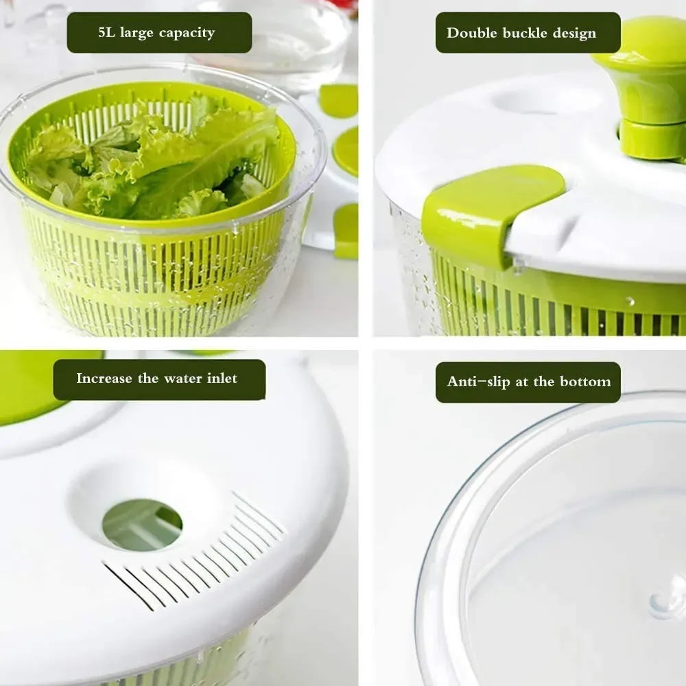 Salad Spinner Dryer Hand Crank Vegetable & Fruit Drain Basket