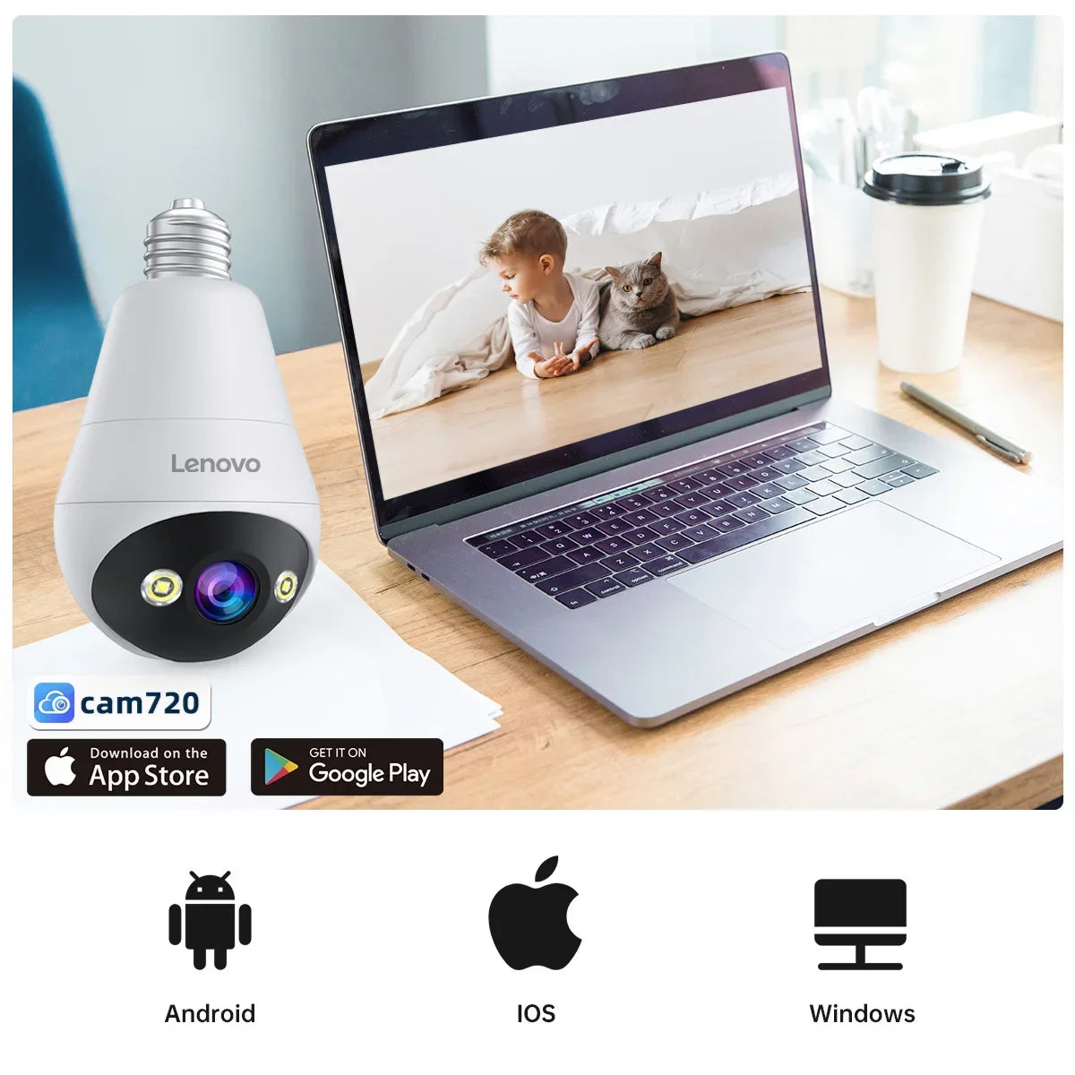 Lenovo WiFi E27 Bulb Surveillance Camera