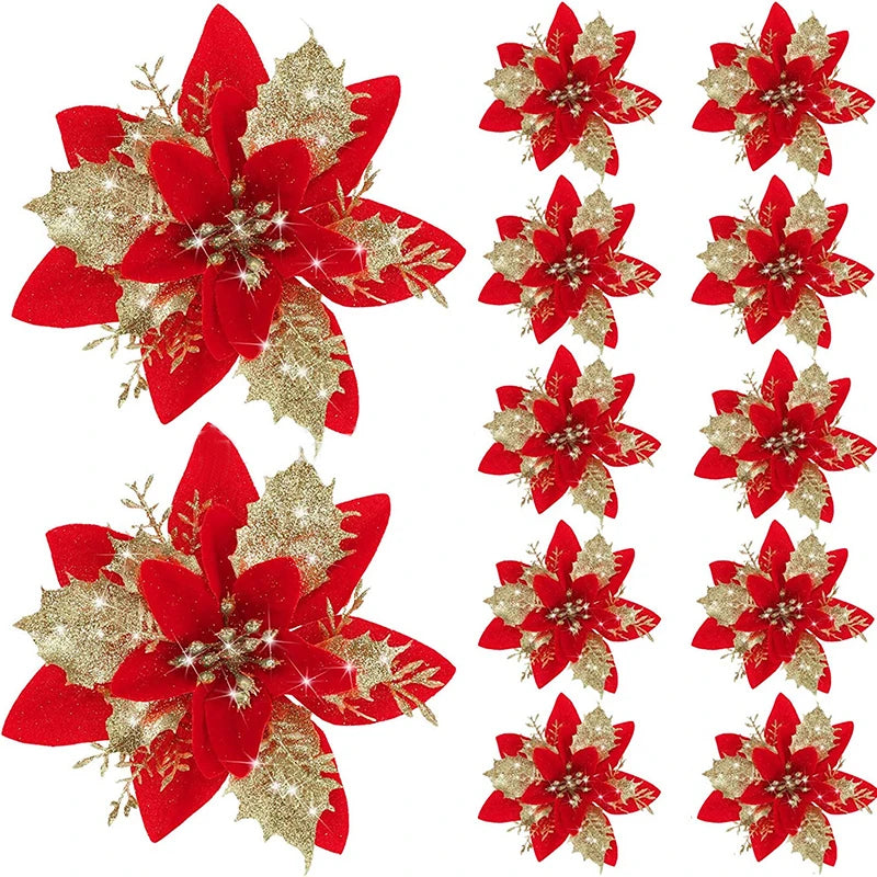 Glitter Artificial Christmas Flowers