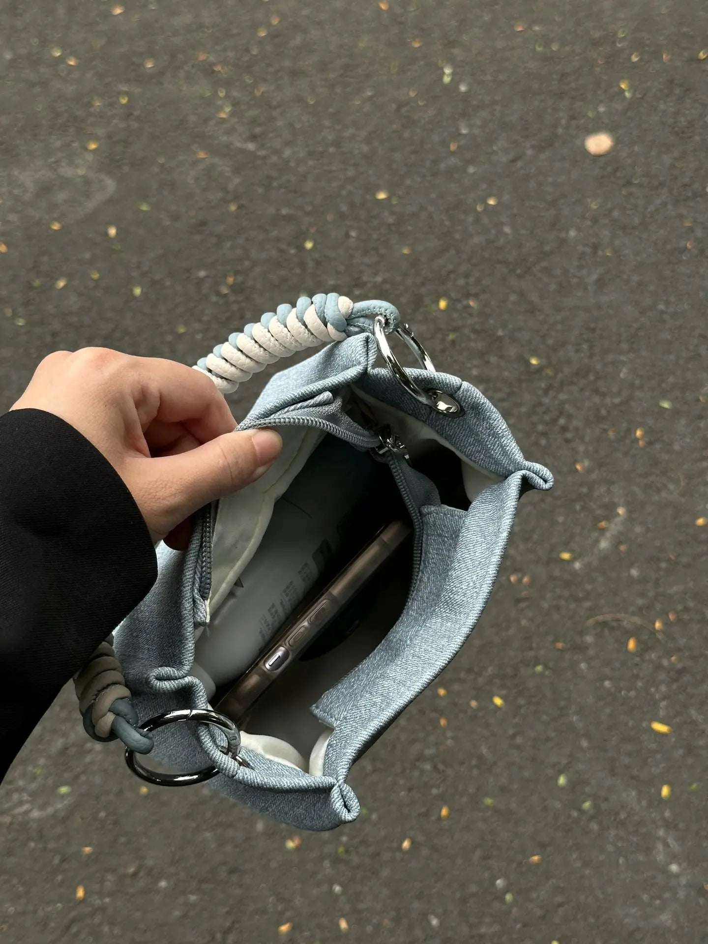 Women's Denim Chain Bucket Bag