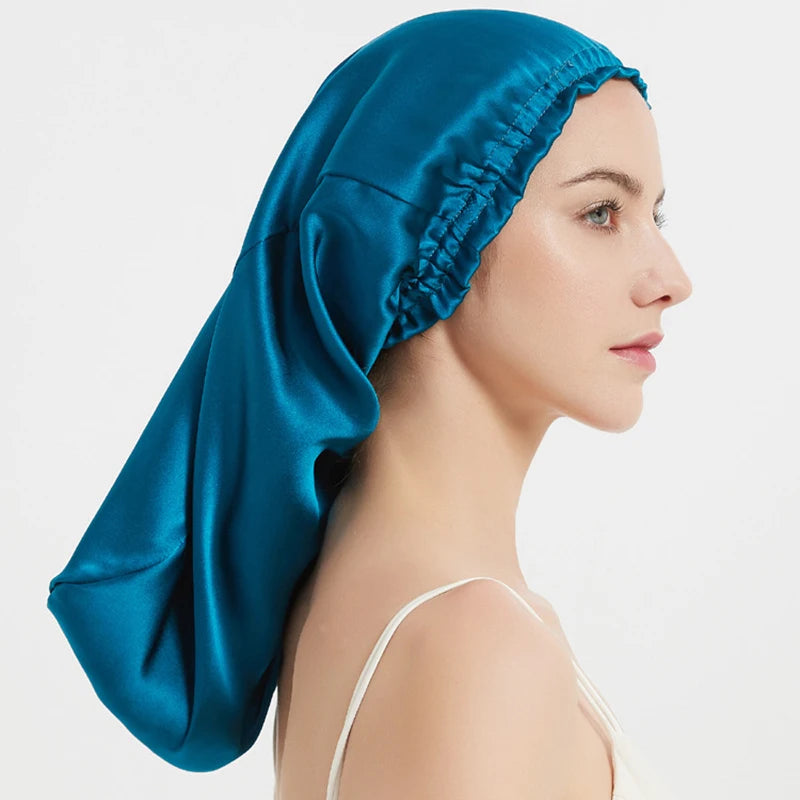 Silk Long Hair Wrap Bonnet  Night Sleeping Cap