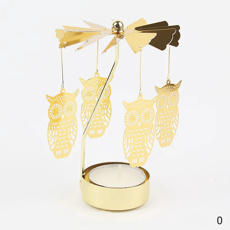 Gold Metal Carousel Rotating Candle Stand