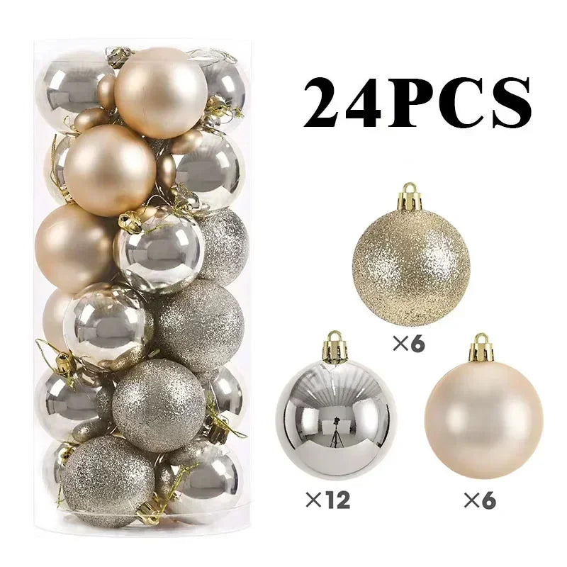 24PC 8CM Christmas Ball Ornaments Set