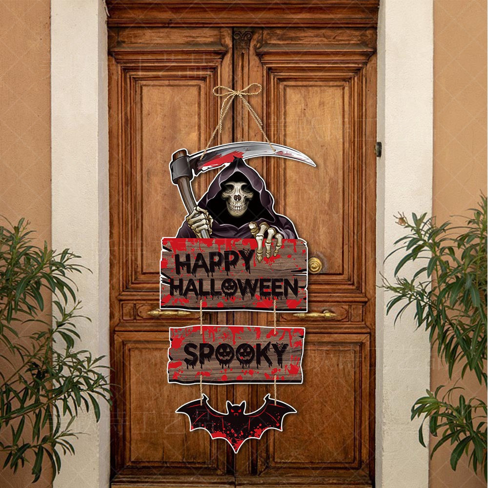 Halloween Ghost Face Pumpkin Door Hanging