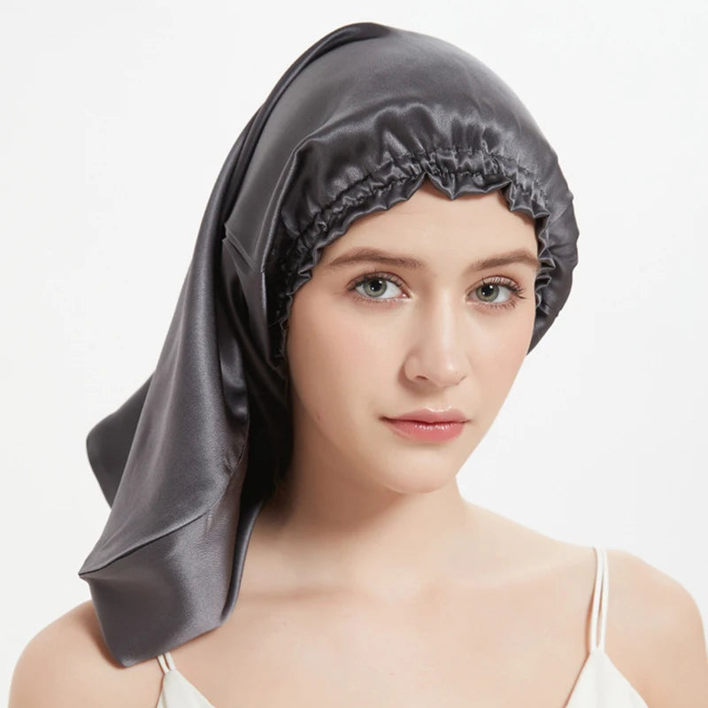 Silk Long Hair Wrap Bonnet  Night Sleeping Cap