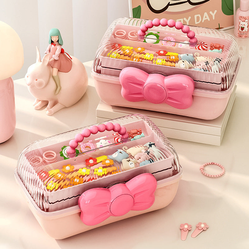 Multi-Layer Hairpin Organizer Cute Kids Jewelry Case & Headband Storage Box