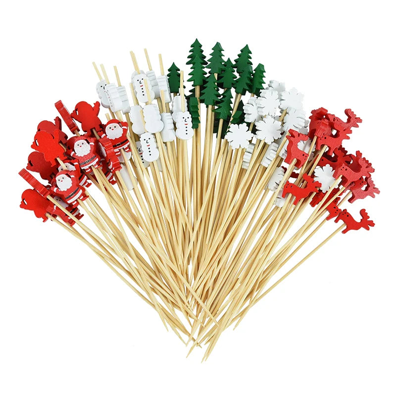 50Pcs Christmas Bamboo Food Picks