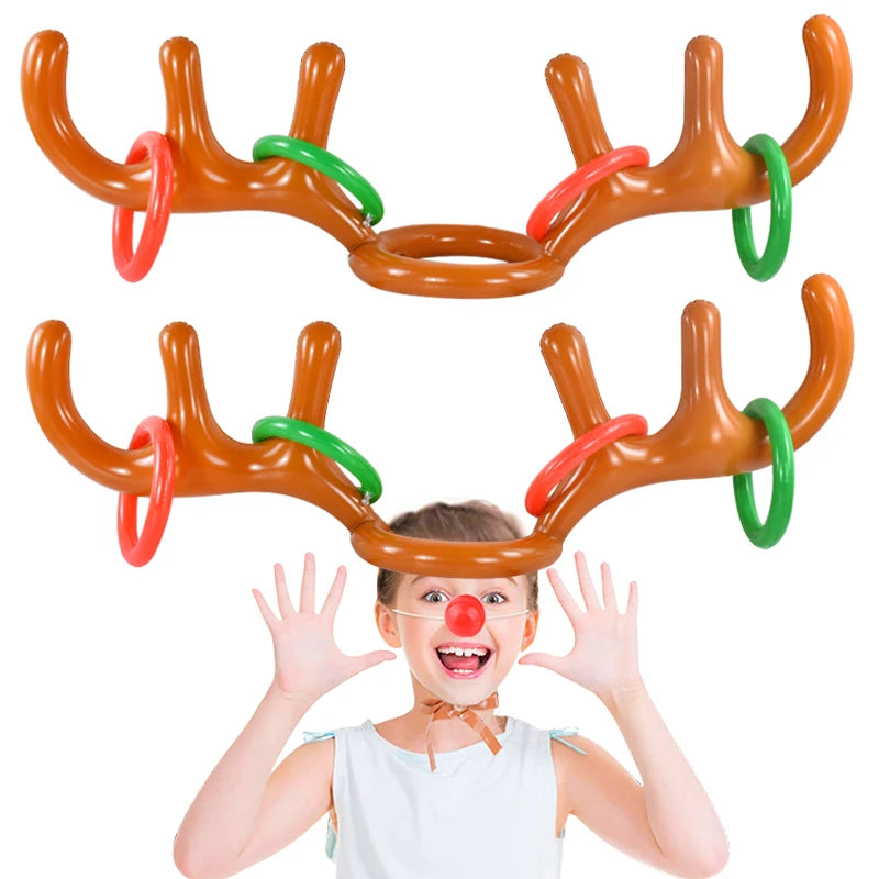 Christmas Inflatable Reindeer Antler Hat Ring Toss Game