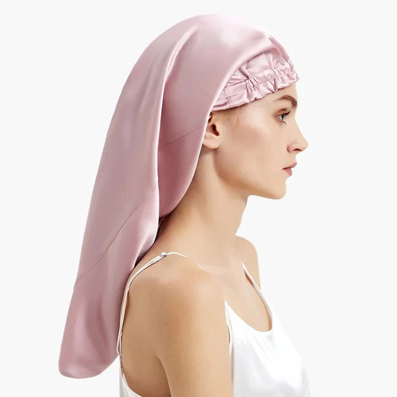 Silk Long Hair Wrap Bonnet  Night Sleeping Cap