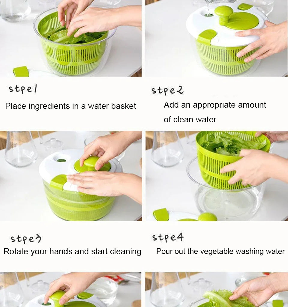 Salad Spinner Dryer Hand Crank Vegetable & Fruit Drain Basket