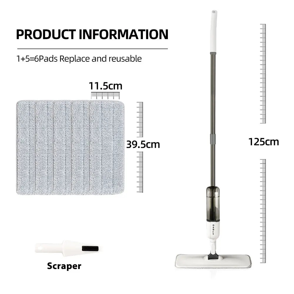 Spray Flat Mop 360° Rotating Floor Cleaner with Reusable Microfiber Pads