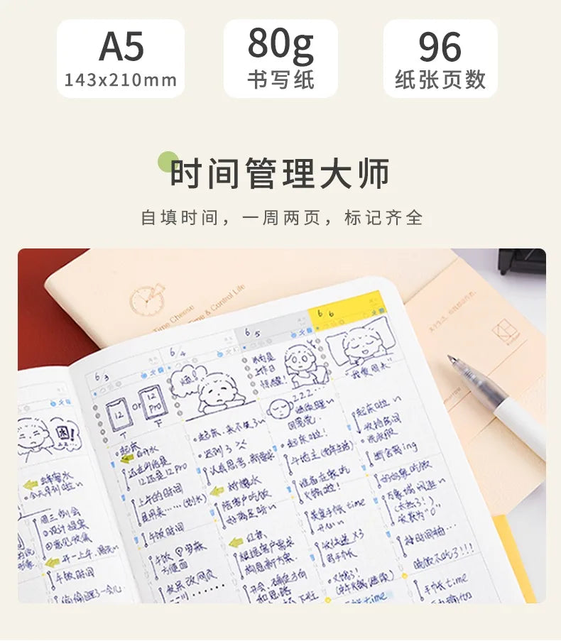 A5 Undated Planner Weekly Calendar Notebook